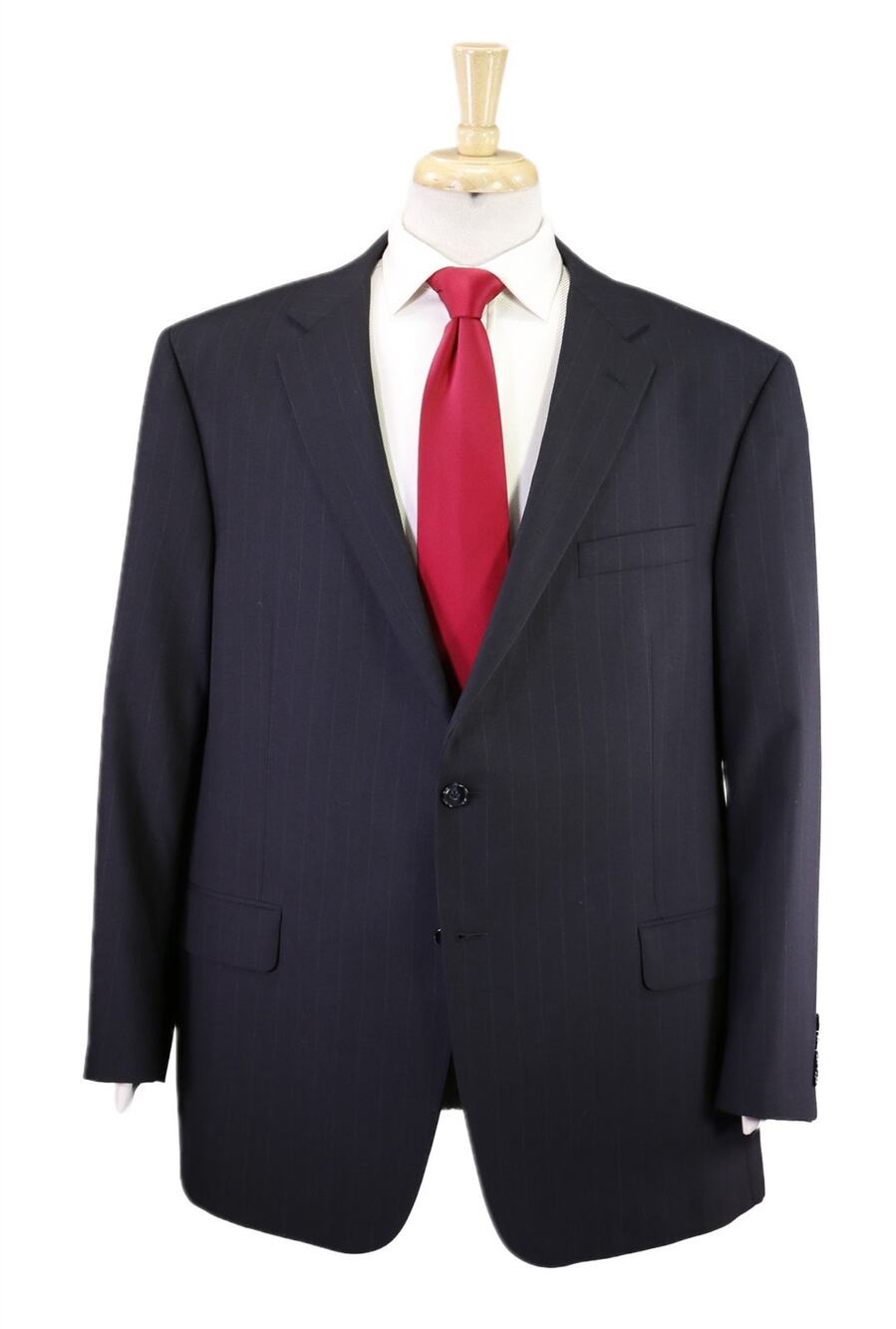 Hickey Freeman Milburn Navy Blue Pinstripe 2-Btn Wool Suit 48R